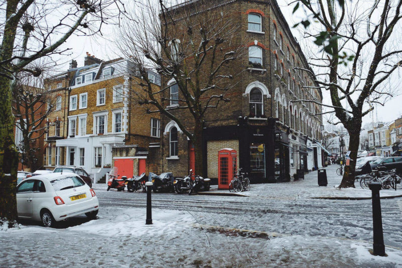 snow in london ok but first coffee