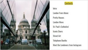 London Photo Guide Contents